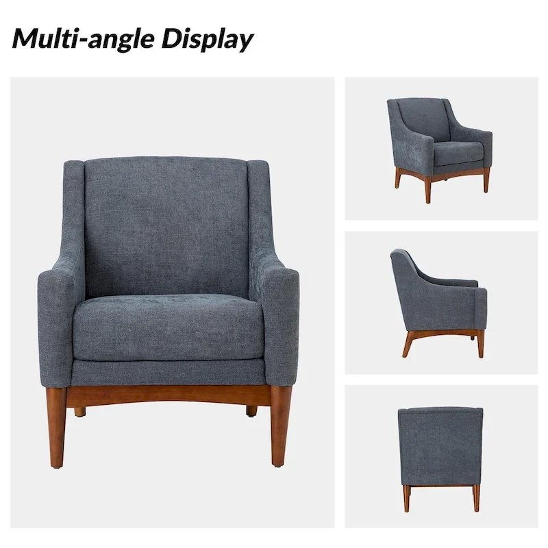 Francis Mid-century Modern Upholstered Armchair with Sloped Arms and Solid Wood Legs