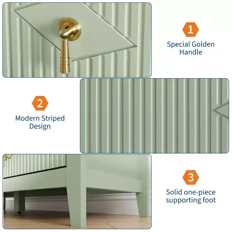 Three-drawer bedroom dresser with metal handles, suitable as a TV stand or wooden storage cabinet for bedrooms, living rooms, or hallways.