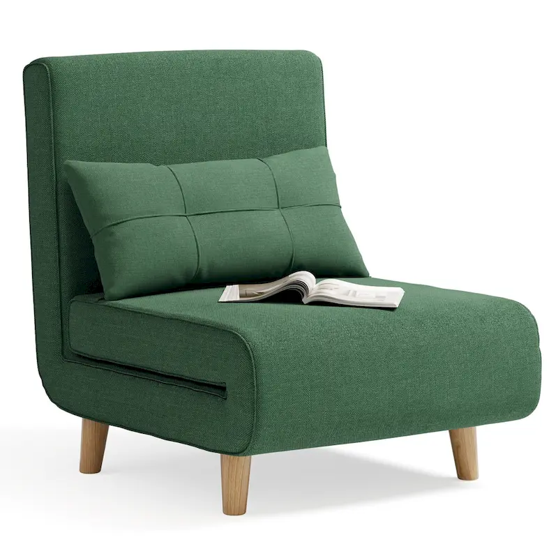 3 in 1 Convertible Upholstered Sofa Bed Sleeper Chair, Chaise Lounge Sofa, Folding Sleeper Chair, Recliner Chair with Pillow