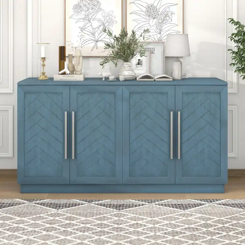 Sideboard with 4 Doors Large Storage Space Buffet Cabinet - N/A