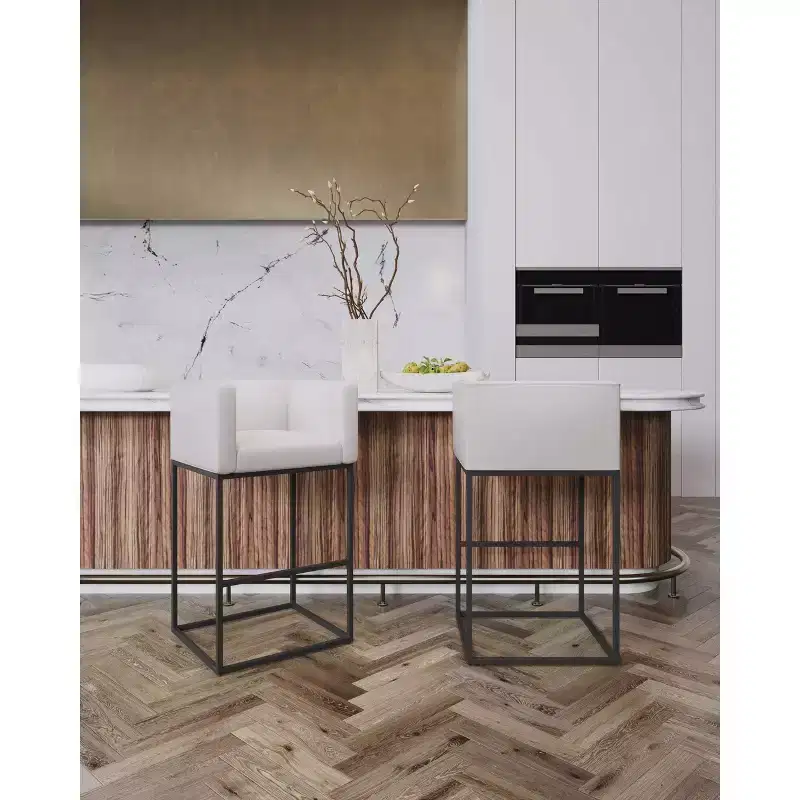 Set of 2 Embassy Upholstered Metal Barstools - Manhattan Comfort