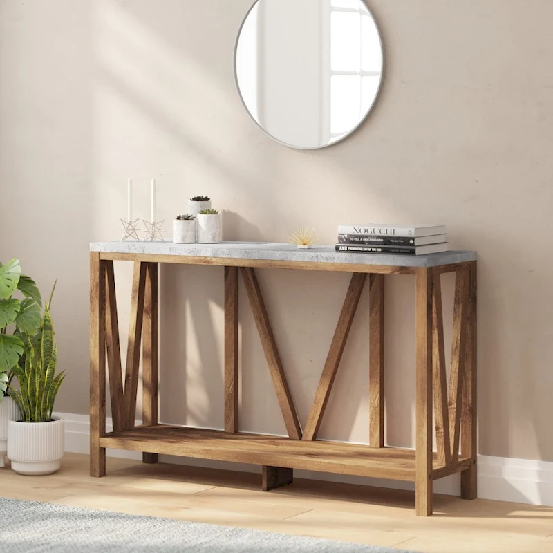 Farmhouse Style Rustic Entryway Console Table