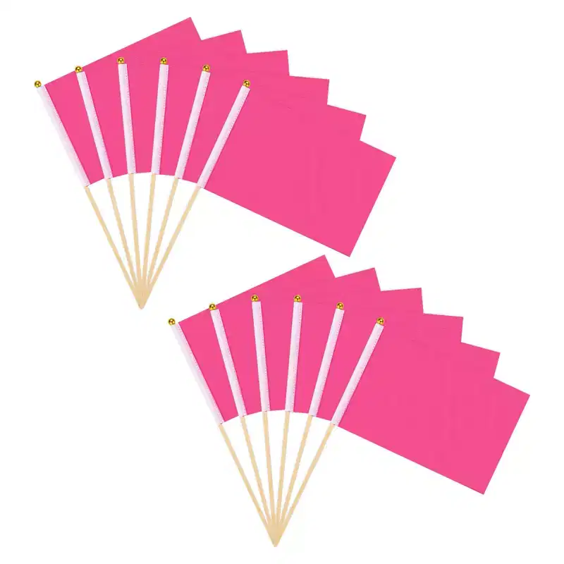 Unique Bargains Mini Sublimation Polyester Hand Held Plain Flags 12 Pcs