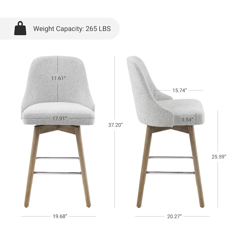 Art Leon Set of 2 Upholstered Counter Height Swivel Barstool