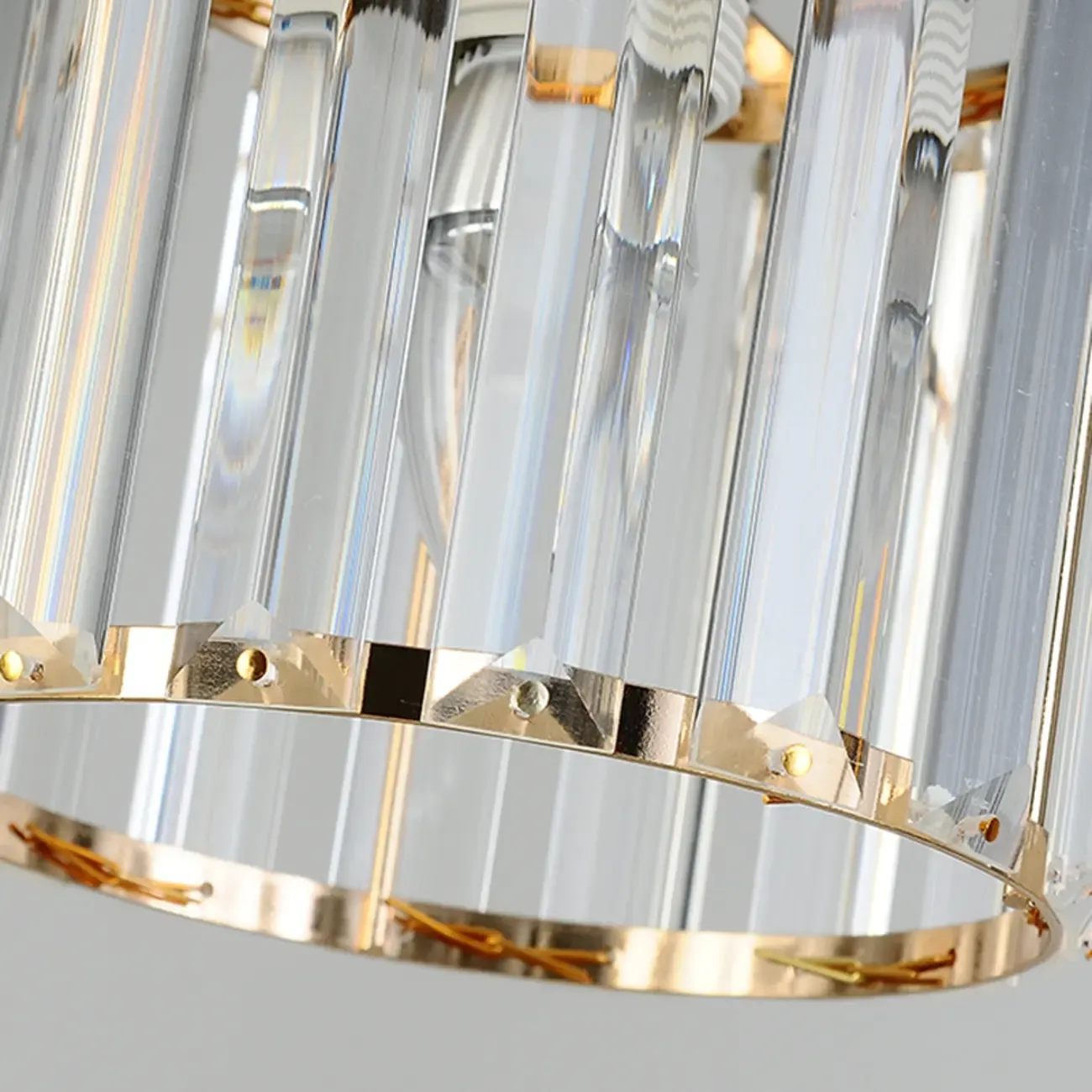 Art Deco Gold Metal Crystal Geometric Pendant Light