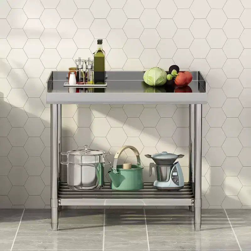 Acekool 36 NSF Stainless Steel Prep Table with Backsplash  Adjustable Commercial Workstation for Restaurants & Home Kitchens
