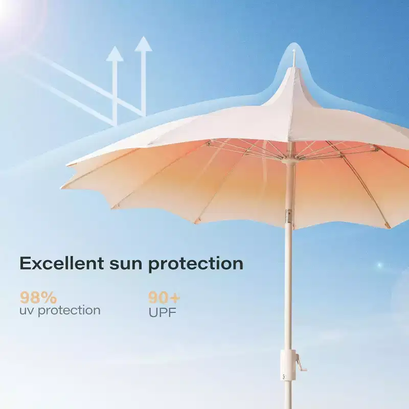 LAUSAINT HOME 9ft Pagoda Patio Umbrella with LED Lights and Base
