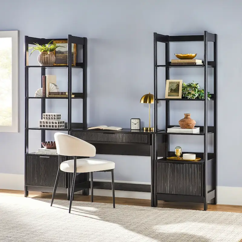 Middlebrook 3-Piece Set Writing Desk with 2 Narrow Bookcases