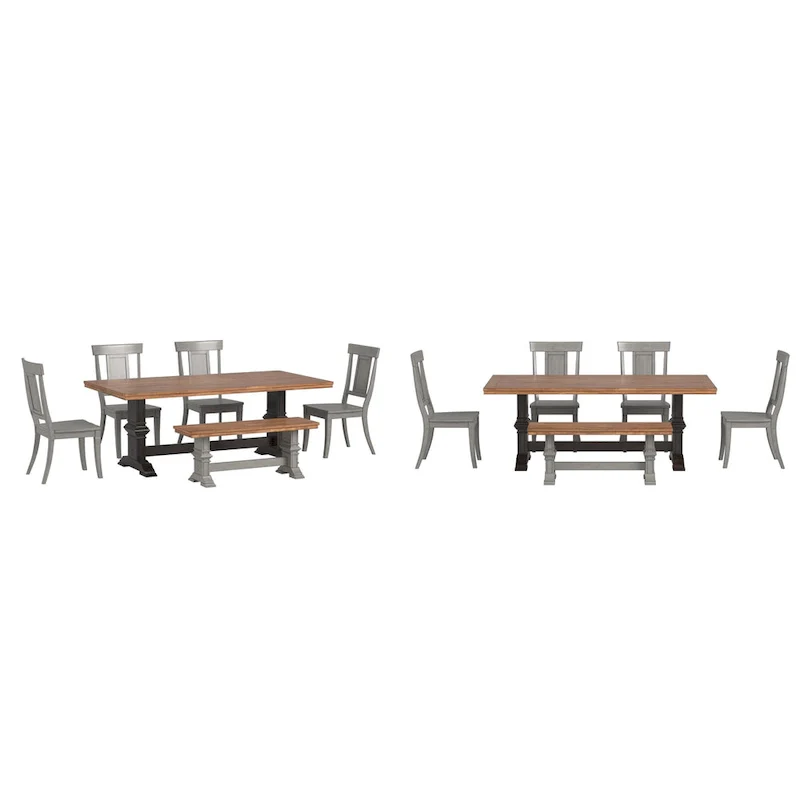 Ronda 78.7 Rectangular Solid Wood Top Dining Set with Panel Back Chairs