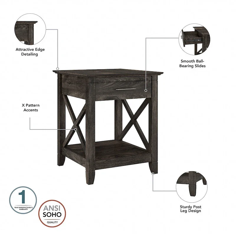 Key West Coastal Box Drawer Nightstand by Bush Furniture