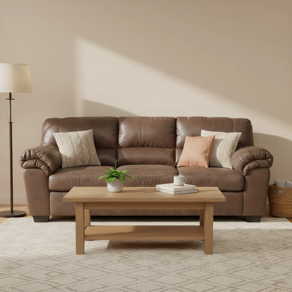 Modern Fabric Sofa with Plush Cushions