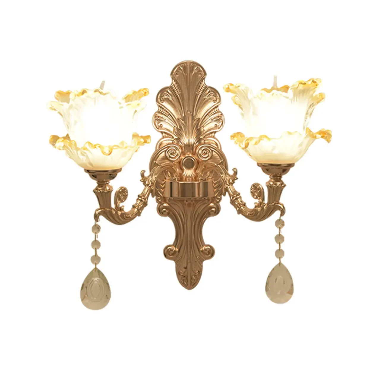 Mini Antique Gold Wall Sconce with Geometric Crystal Shade