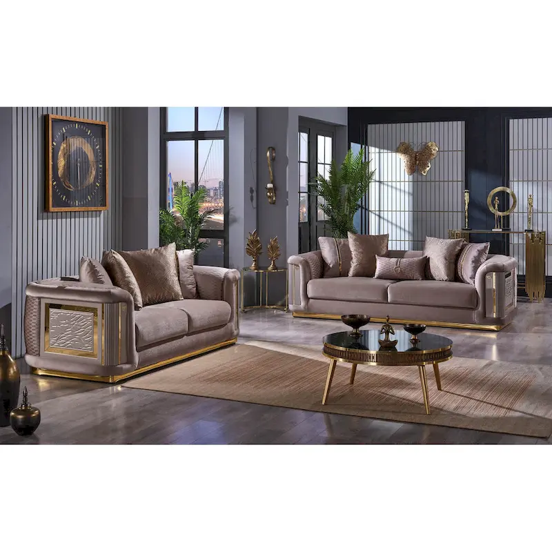 3-Piece Living Room Sofa Set with Square Arms