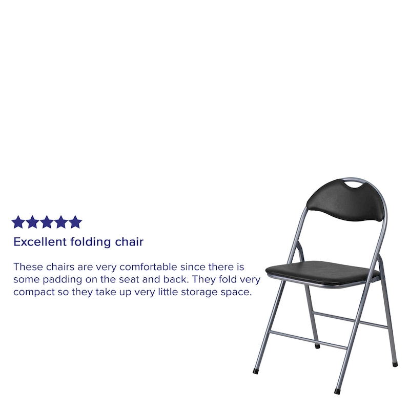 2 Pack 300 lb. Capacity Vinyl Metal Folding Chair with Carrying Handle