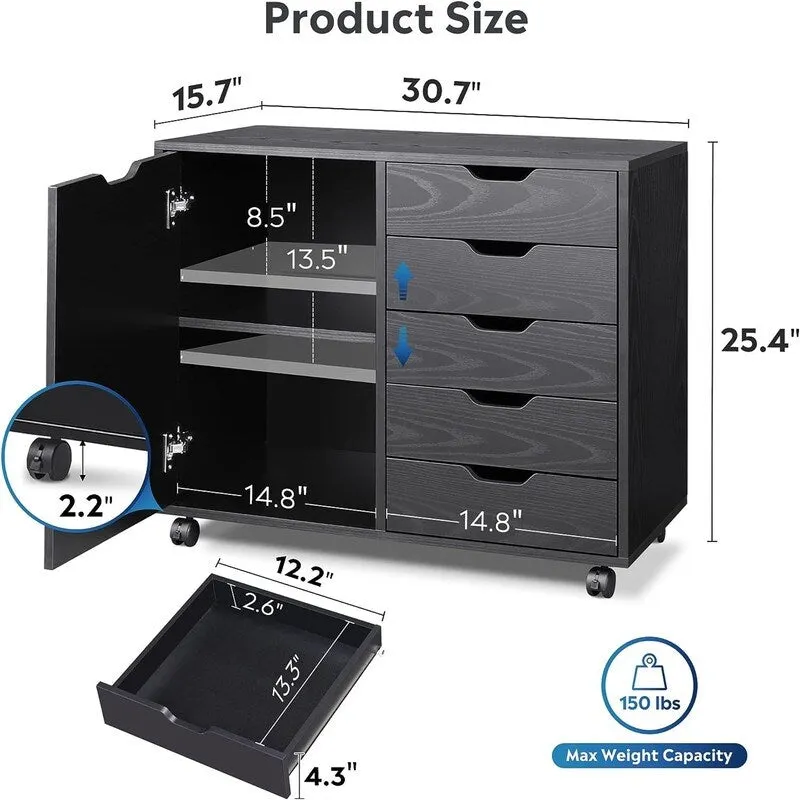 5-Drawer Wood Dresser Chest - 15.8 D x 30.8 W x 25.5 H