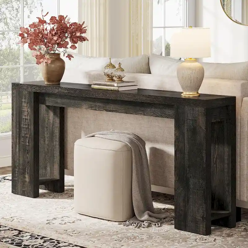 Grey/Brown/Black/White Narrow Console Table, Flat Style, 70.9