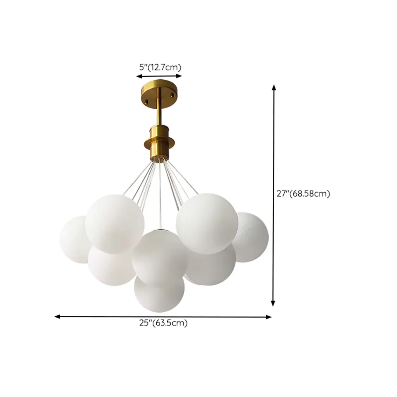 White Matte Glass Shade Multi Globe Light Chandelier