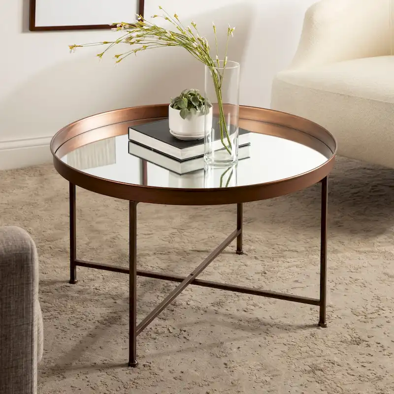 Kate and Laurel Celia Round Metal Coffee Table - 28.25x28.25x19