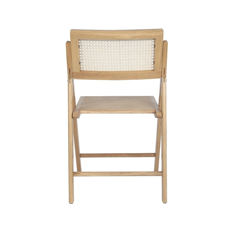 Folding Armless Cane Rattan Chairs with Breathable Woven Backrests - 2 Pack