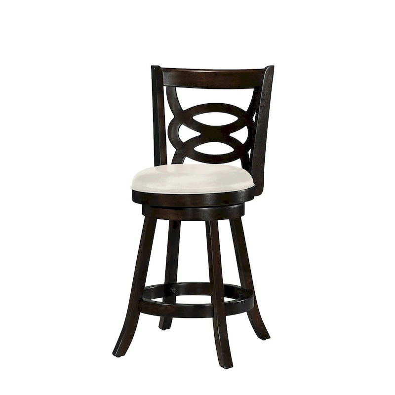 Set of 2 Solid Wood Base Swivel Counter-Height Barstool