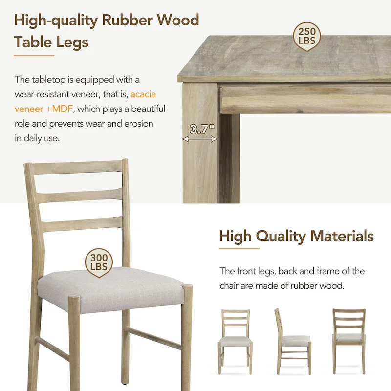 Nestfair 7-Piece Wooden Dining Table Set with 6 Chairs and 2 Drawers