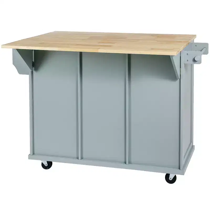 Whisen Modern Kitchen Island with Spice Rack and Towel Holder