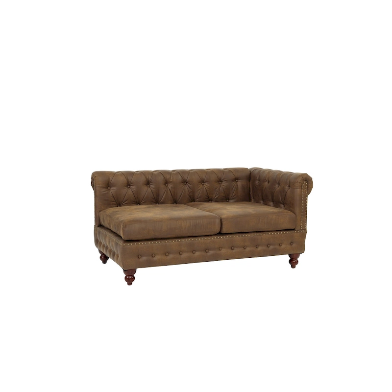 Reversible One Arm Loveseat Dark Coffee Breathable Leatherette Tufted 1Pc Couch Living Room Furniture