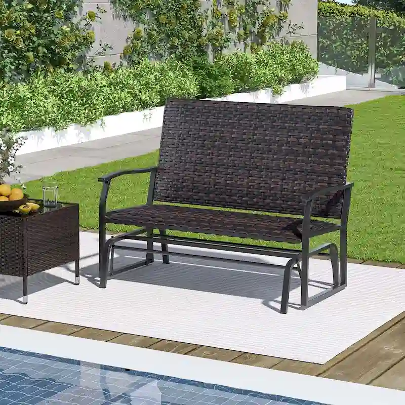 Costway 2-Person Outdoor Swing Glider Bench with Quick Dry Foam Seat & - See Details