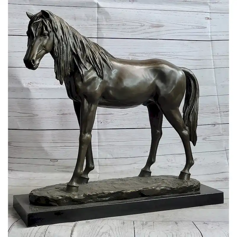 Bronze Metal Horse Mare Equestrian Decor Sculpture Statue Figure By Pj Mene On Marble Base