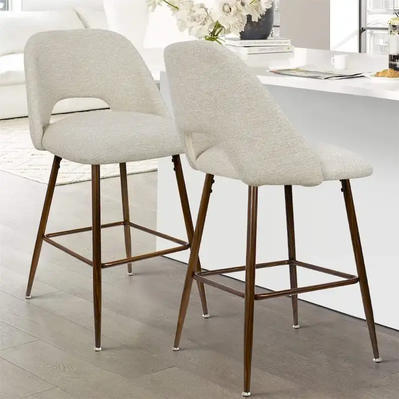 Upholstered Modern Bar Stool Walnut Leg