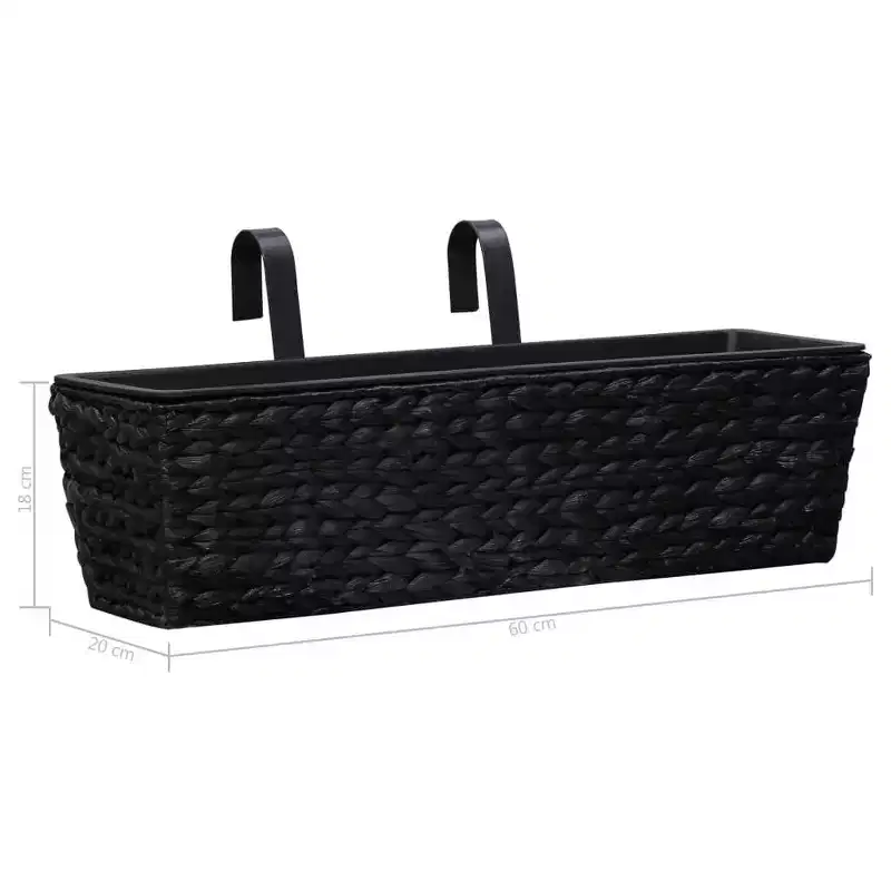 vidaXL Railing Planters Balcony Deck Planters with Inner 2 pcs Water Hyacinth
