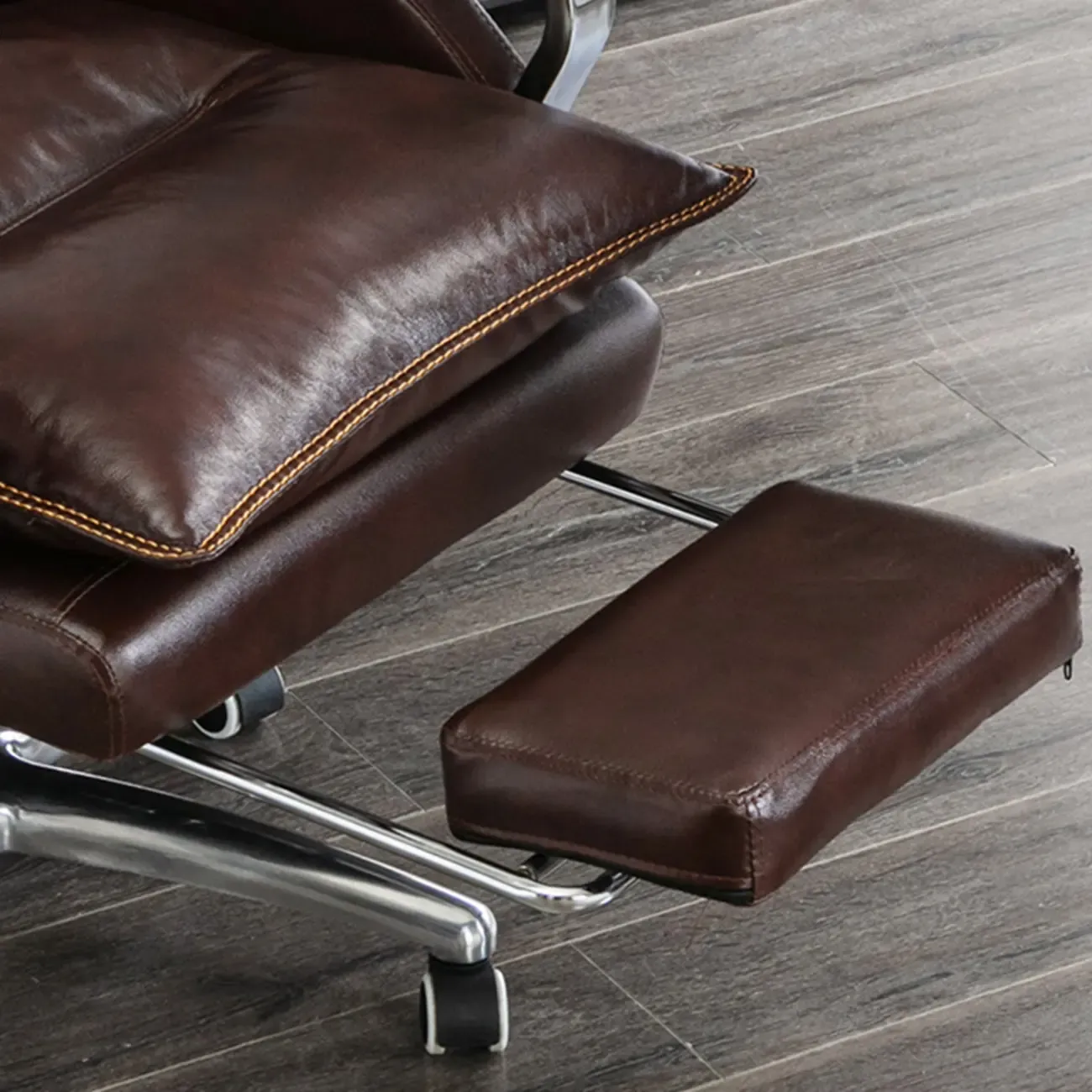 Executive Reddish Brown Leather Reclining Office Chair