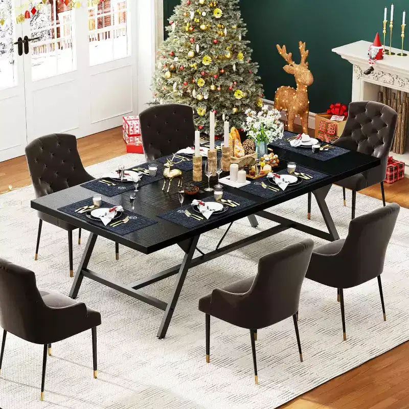 Besiost 71-In Dining Table for 4-6 People, Modern Farmhoue Large Kitchen Table