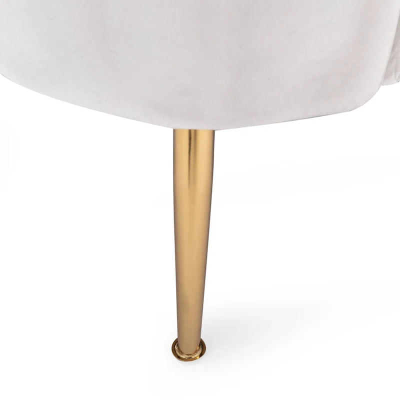 Velvet Channel Stitched 3-Seater Sofa with Gold Metal Legs