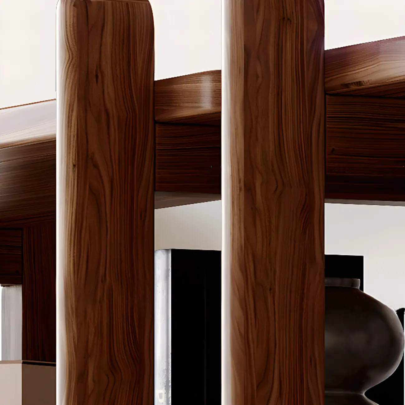 Black Walnut Open Back Wooden Vertical Display Bookshelf