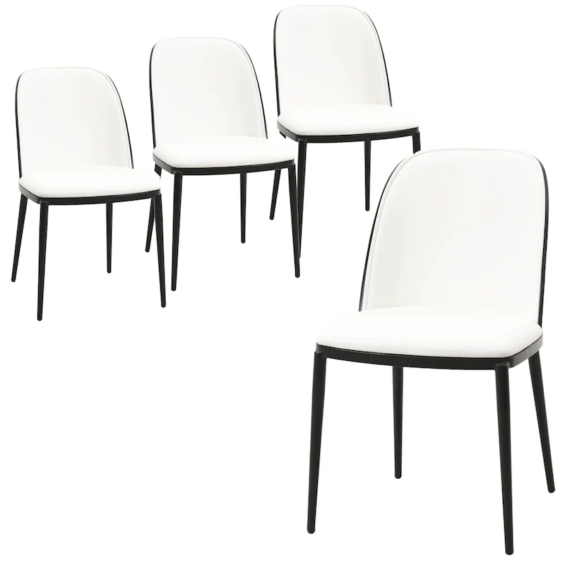 Dining Chair with Upholstered Seat Side Chair with MDF Wood Frame in Steel Set of 4