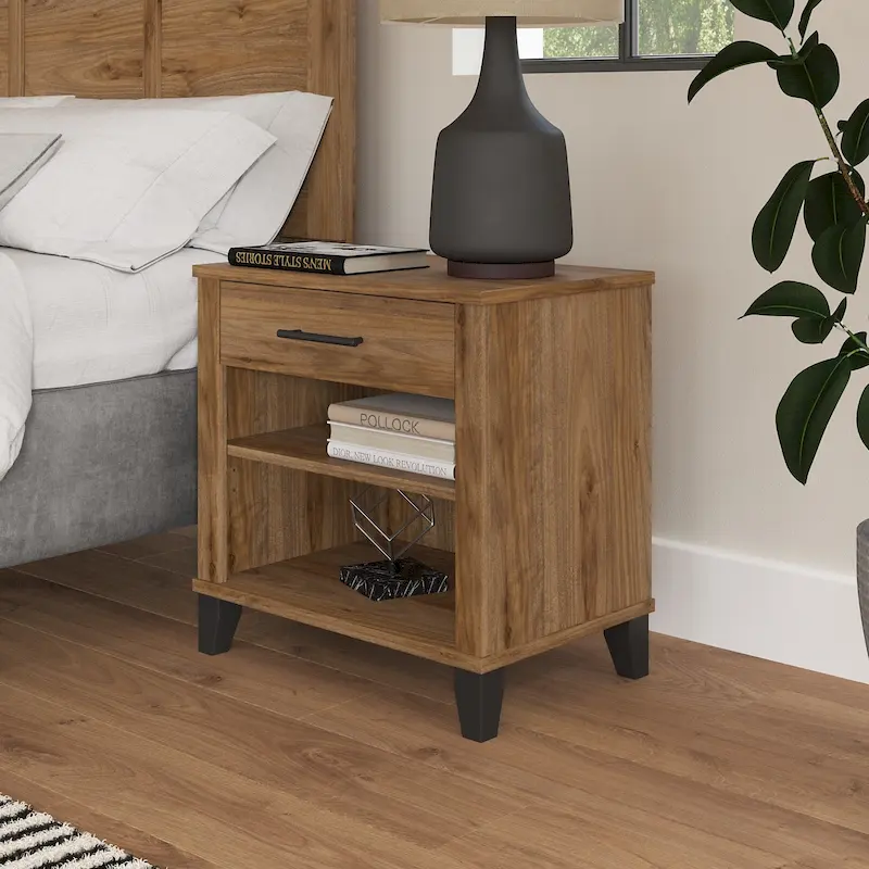 Transitional Grey Ash Nightstand