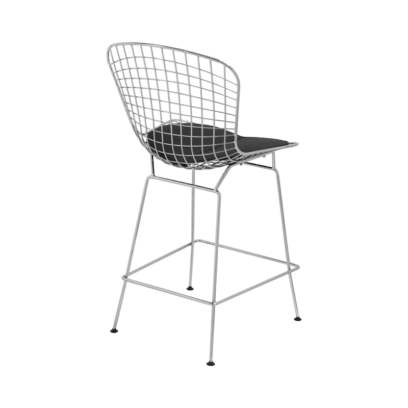 Mid Century Modern Chrome Wire Counter Stool (Set of 2) - N/A