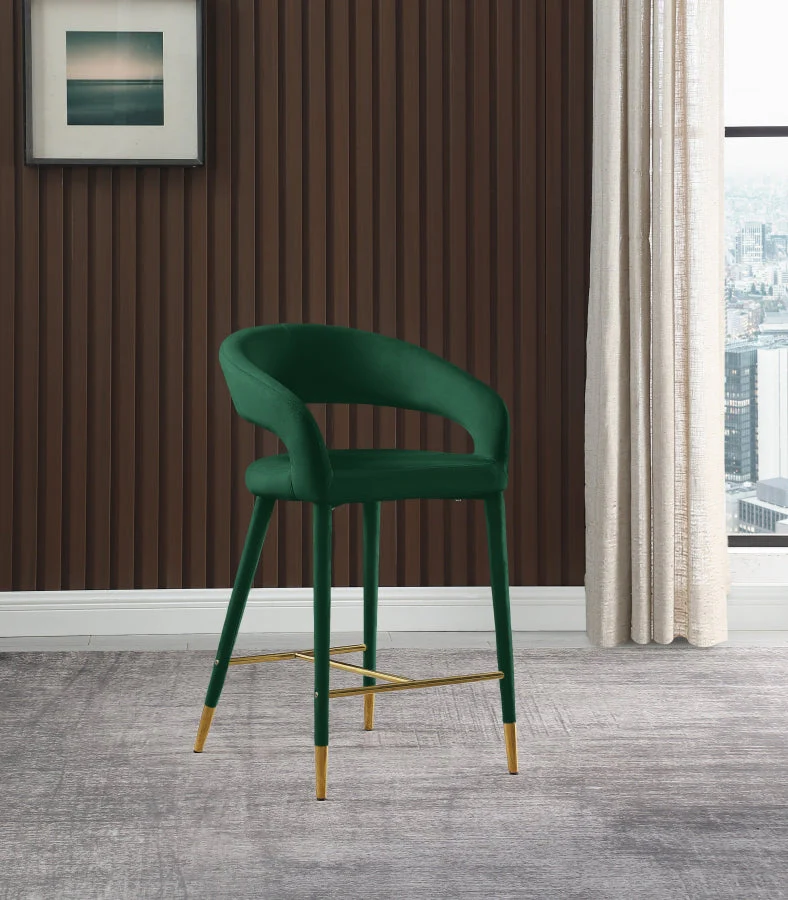 Dee Velvet Fabric Counter Height Stool in 6 Color Options