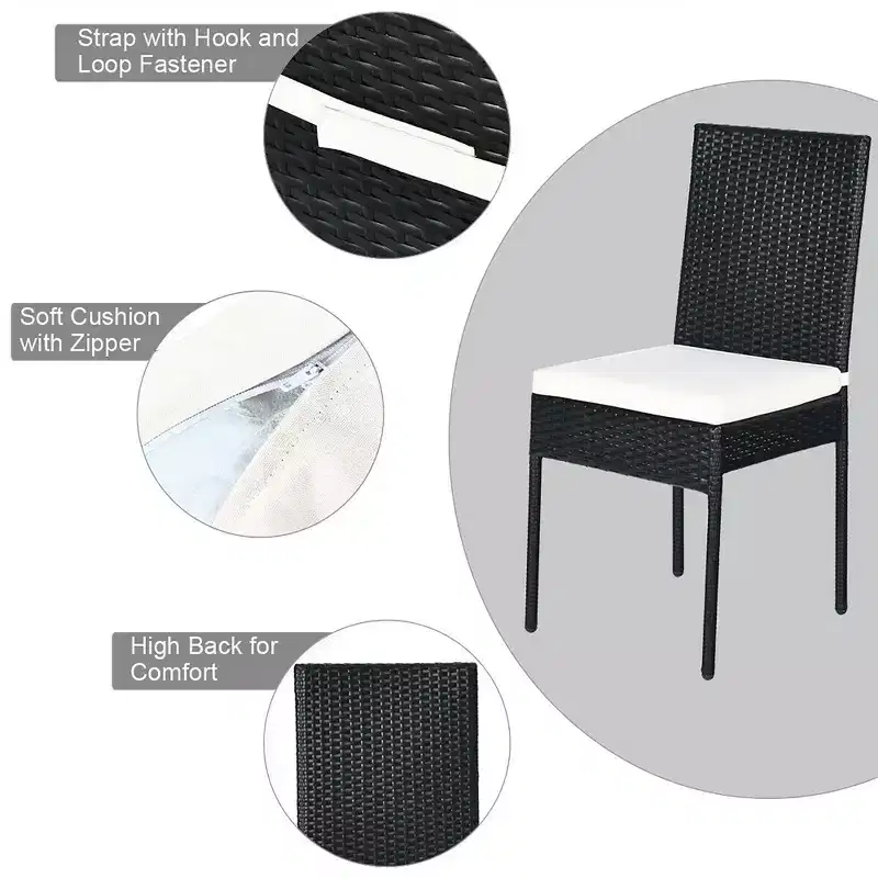 Costway 5PCS Patio Rattan Dining Set Table w/Glass Top Garden Furniture