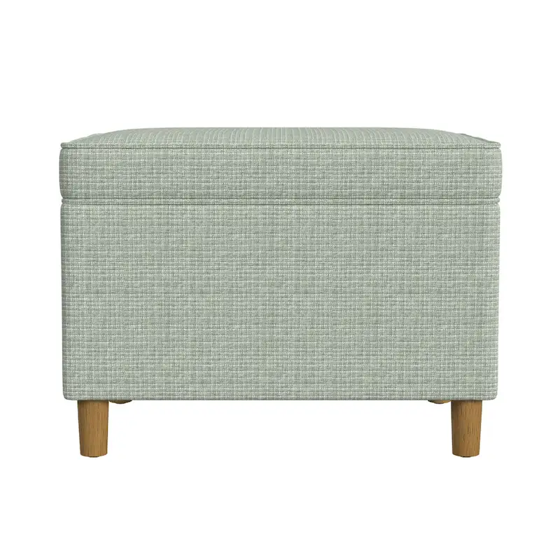 Fero Storage Ottoman, 24 Inch Rectangular Hinged Lid, Sage Green Woven