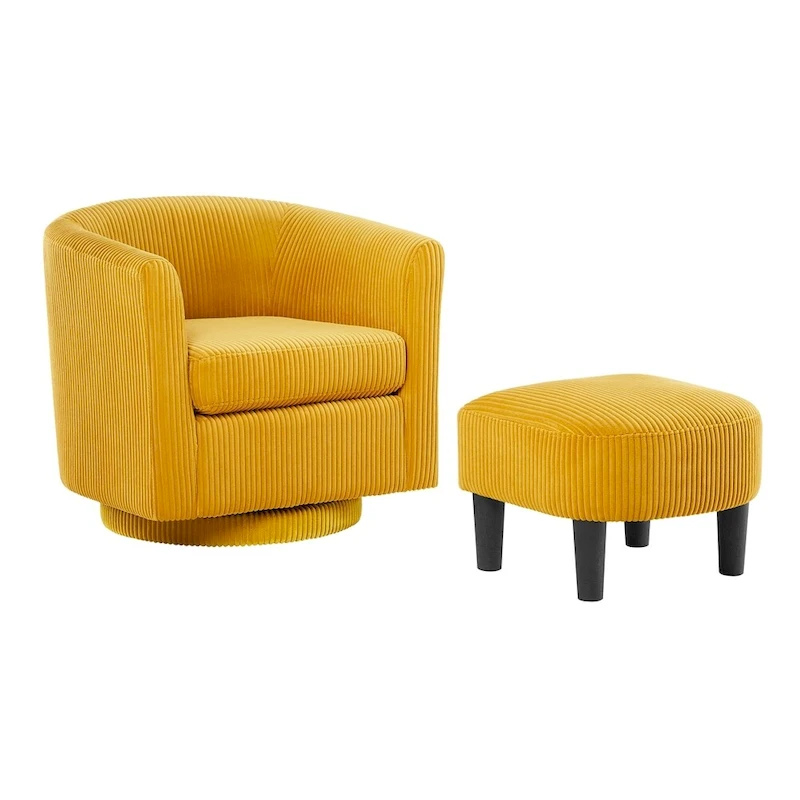 Swivel Accent Single Sofa Chair with Ottoman