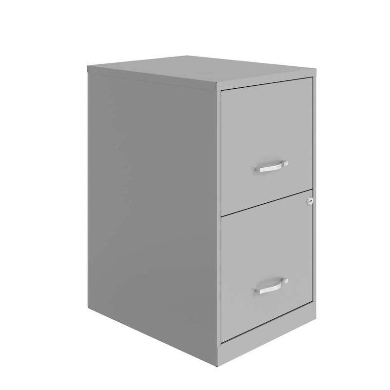 Space Solutions 18in. 2 Drawer Metal File Cabinet, Arctic Silver
