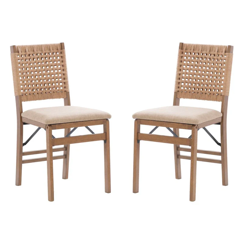 Joslyn Natural Woven Back Folding Dining Chair (Set of 2)