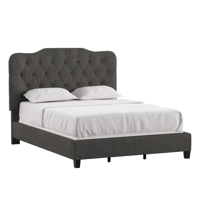 Upholstered Bed with Adjustable Headboard