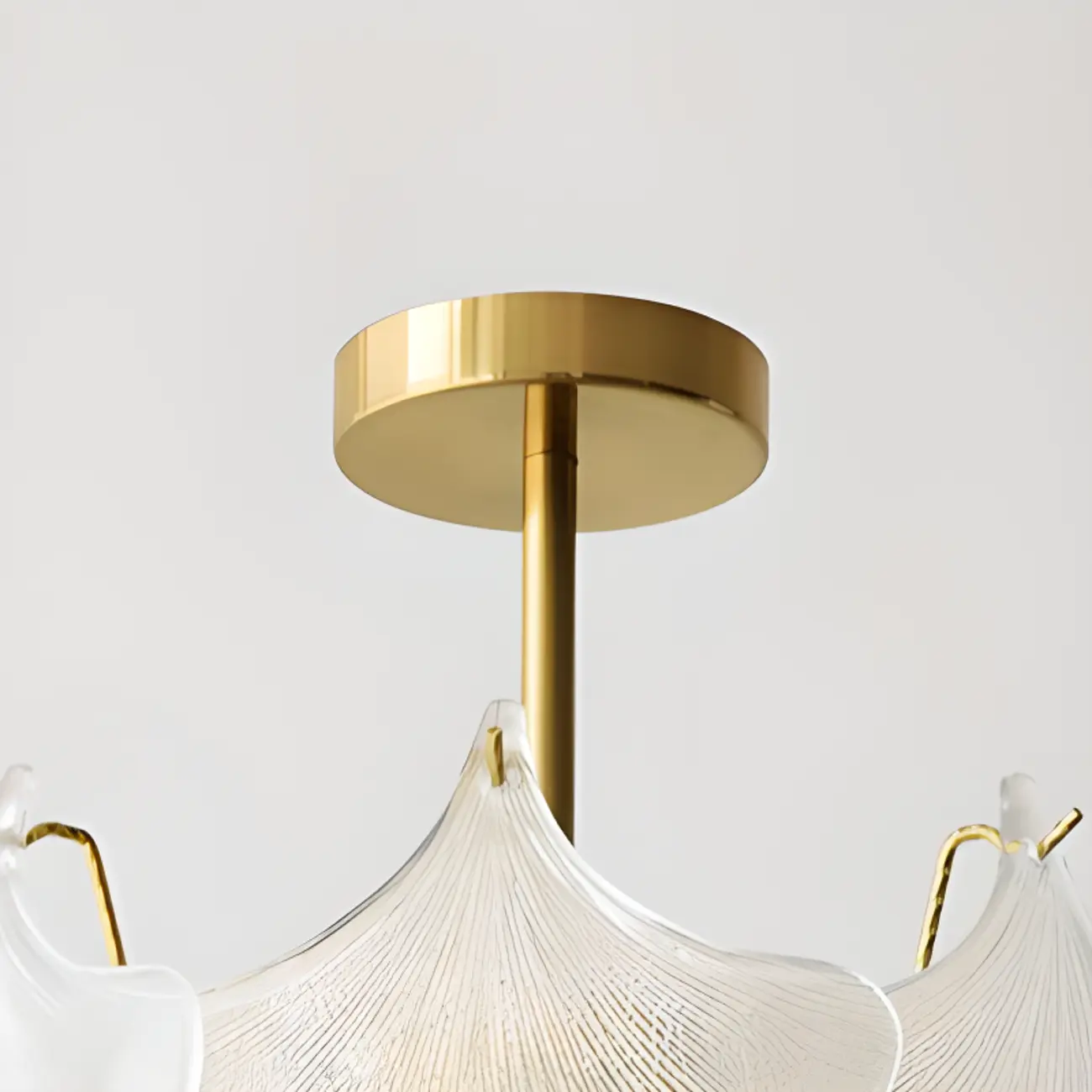 Elegant Gold Glass Leaf Semi Flush Mount Ceiling Light