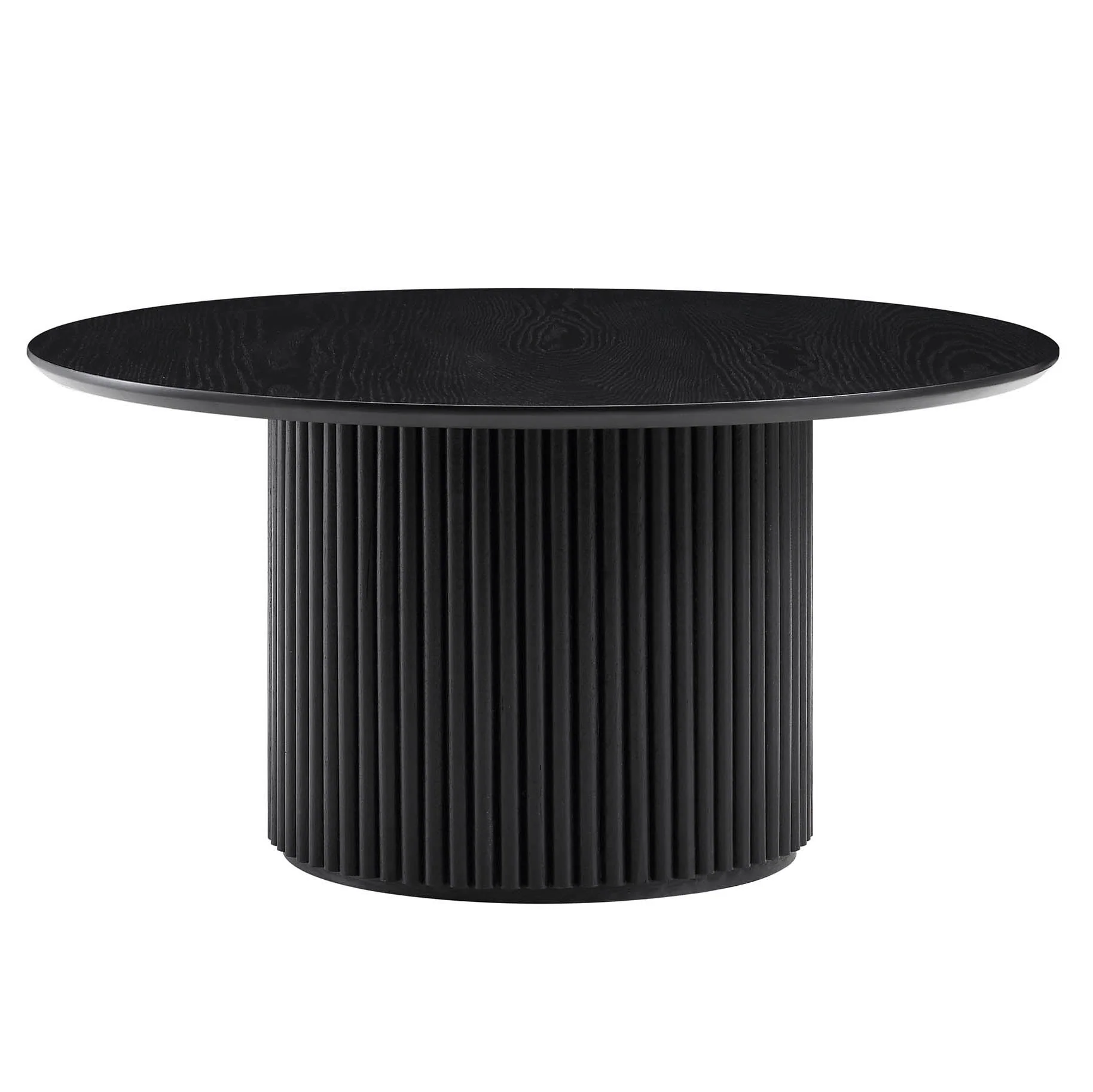 Round Oak Pedestal Coffee Table, Black