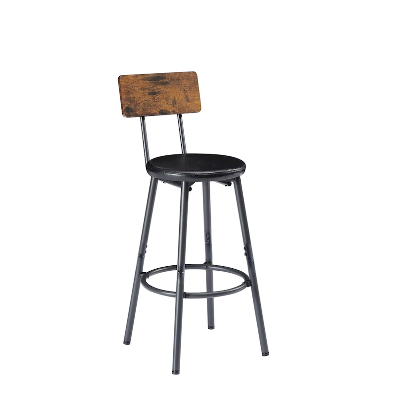 Rustic Style 7-Piece Dining Set with Rectangular Table and PU Leather Bar Chairs