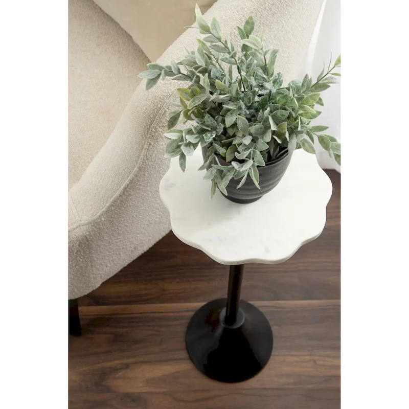 Kate and Laurel Sanzo Scalloped Marble and Metal Drink Table