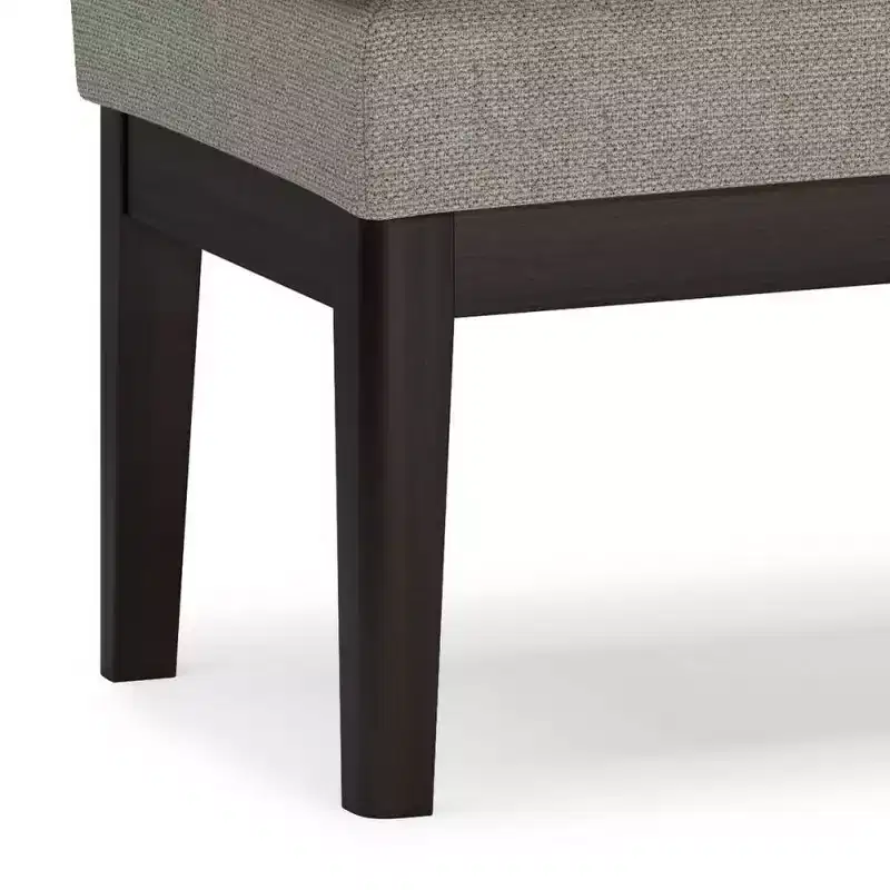 Distressed Saddle Brown / Greige Mid-Century Rectangle Ottoman Bench, Seats 2